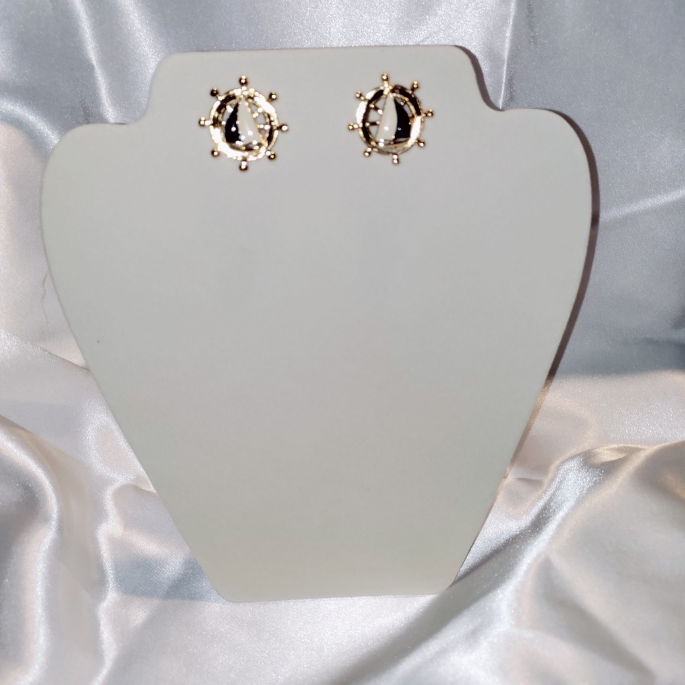 Nautical Gold and Blue Earrings - Picture 5 of 6